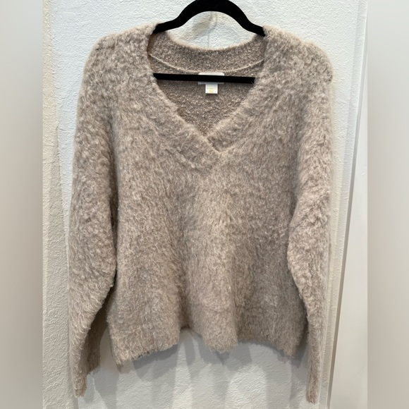 Anthropology Maeve Plush V-Neck Pullover Sweater- X-Small- Tan - Picture 4 of 9